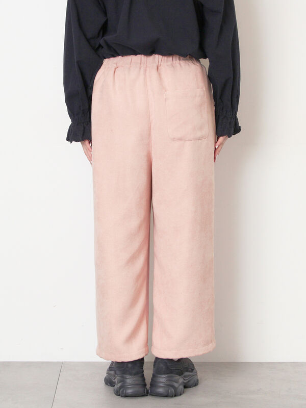 セール】 【M/Lサイズ】裾絞りタックパンツ（オフホワイト/ピンク