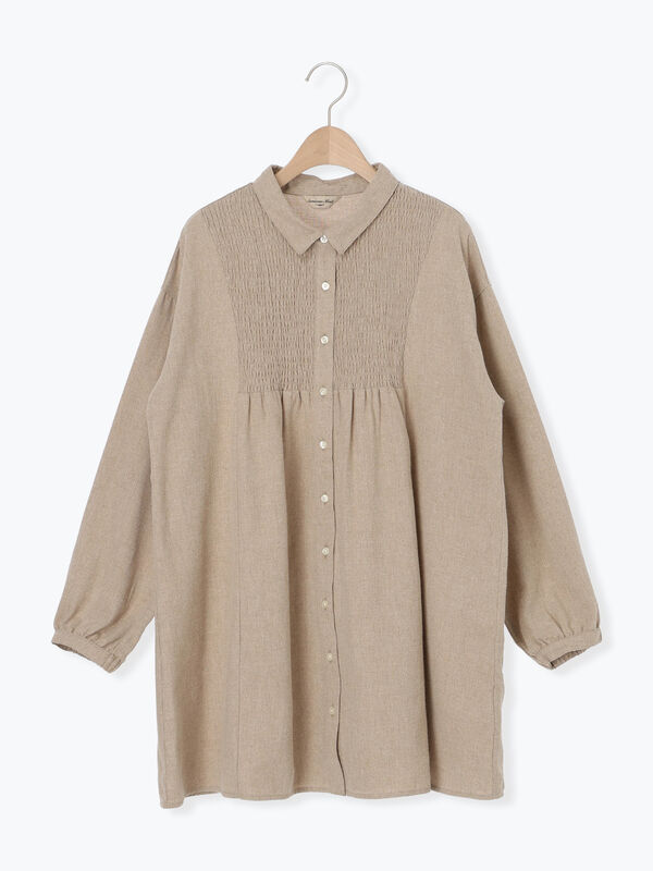 シャーリング切替チュニック（モカ）｜Samansa Mos2（サマンサ モスモス）通販