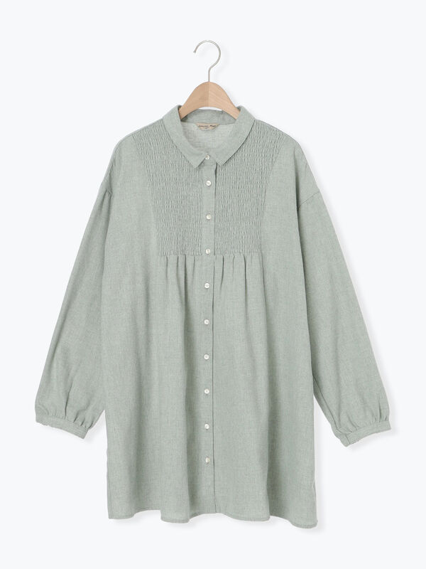 シャーリング切替チュニック（ミント）｜Samansa Mos2（サマンサ モスモス）通販