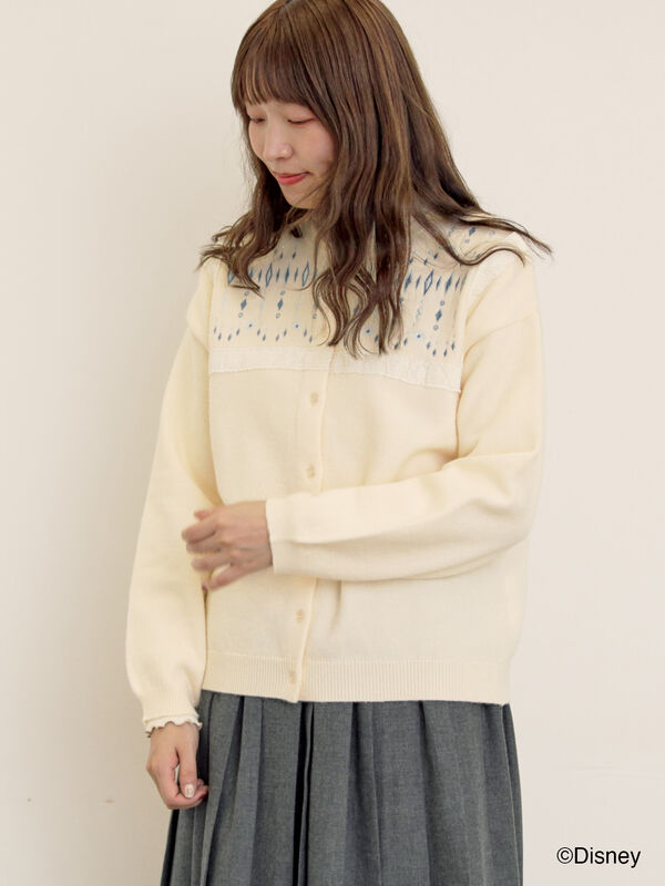 Disney】アナと雪の女王/レース切替カーディガン（チャコールグレー