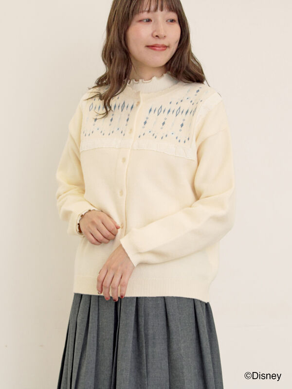 Disney】アナと雪の女王/レース切替カーディガン（チャコールグレー