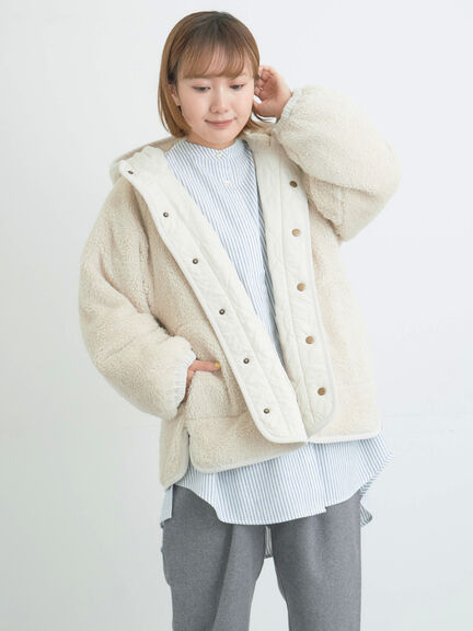 ①サマンサモスモス　秋冬まとめて30点(新品含む)アウターあり　おまけ付き セール】 ウーリーライクミドル丈クルーネックコート（ブルー/アウター