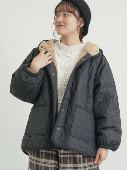 リバーシブルボアブルゾン（ブラック/グリーン/カーキ/キナリ）｜Samansa Mos2（サマンサ モスモス）通販