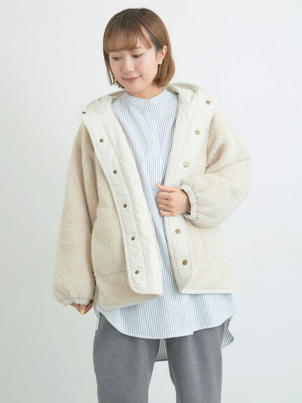 リバーシブルボアブルゾン（ブラック/グリーン/カーキ/キナリ）｜Samansa Mos2（サマンサ モスモス）通販