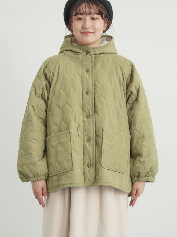 セール】 リバーシブルボアブルゾン（ブラック/グリーン/カーキ/キナリ