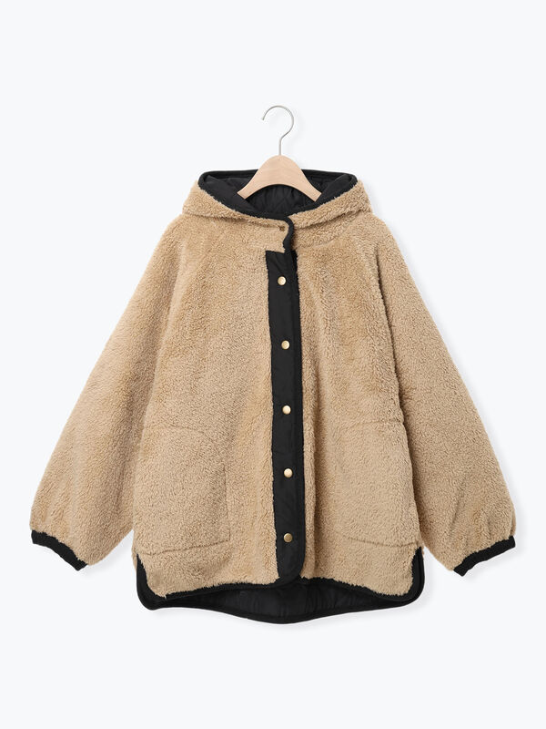 セール】 リバーシブルボアブルゾン（ブラック/グリーン/カーキ/キナリ