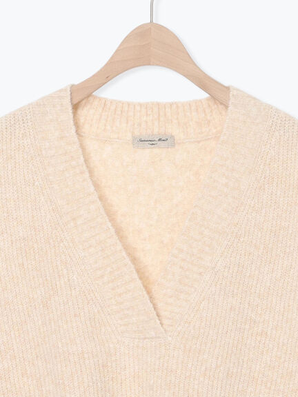 Vネックリブベスト（チャコールグレー/ベージュ/キナリ）｜Samansa Mos2（サマンサ モスモス）通販