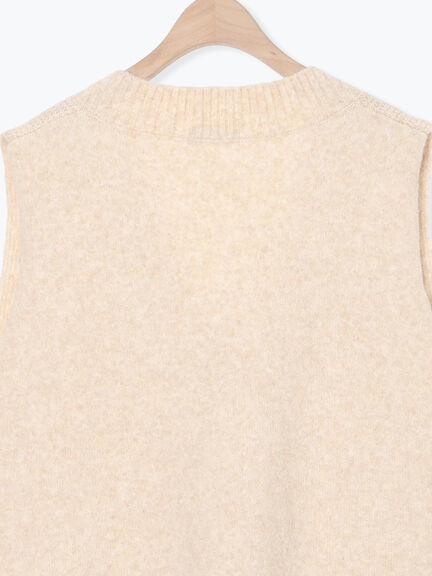 Vネックリブベスト（チャコールグレー/ベージュ/キナリ）｜Samansa Mos2（サマンサ モスモス）通販