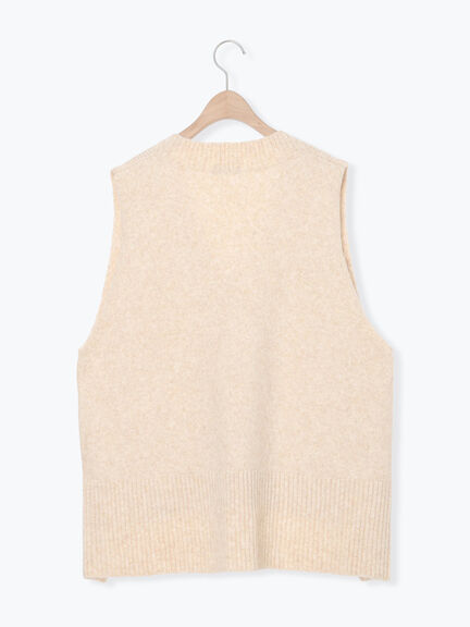 Vネックリブベスト（チャコールグレー/ベージュ/キナリ）｜Samansa Mos2（サマンサ モスモス）通販