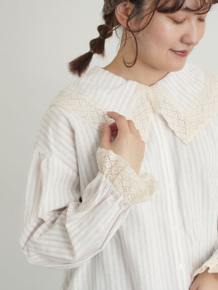 【2WAY】レースBig襟取り外しブラウス（オフホワイト/ブラック/モカ/ブルー）｜Samansa Mos2（サマンサ モスモス）通販