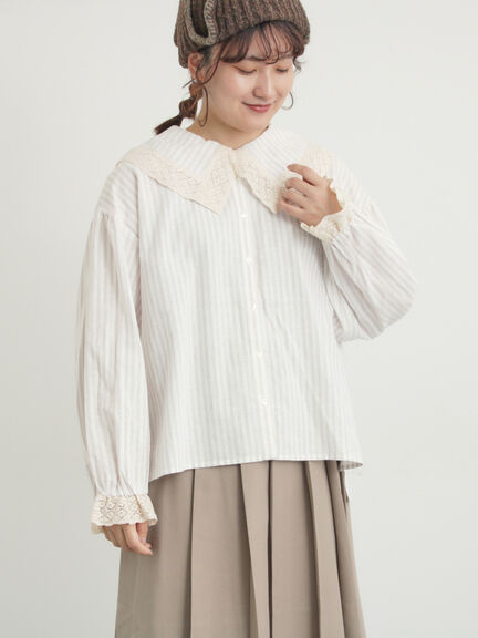 【2WAY】レースBig襟取り外しブラウス（オフホワイト/ブラック/モカ/ブルー）｜Samansa Mos2（サマンサ モスモス）通販