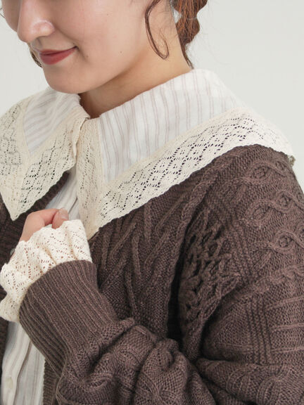 【2WAY】レースBig襟取り外しブラウス（オフホワイト/ブラック/モカ/ブルー）｜Samansa Mos2（サマンサ モスモス）通販