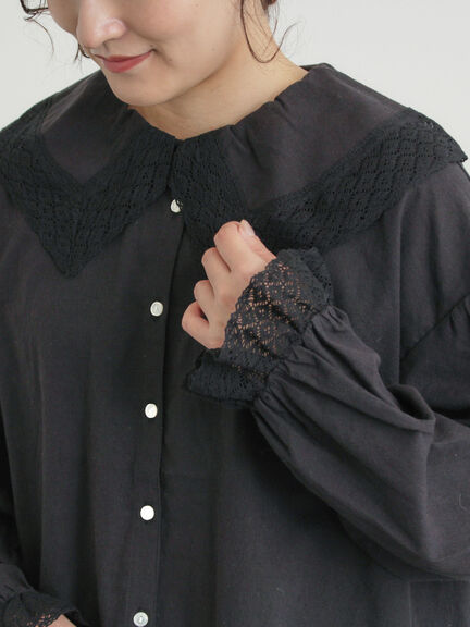 【2WAY】レースBig襟取り外しブラウス（オフホワイト/ブラック/モカ/ブルー）｜Samansa Mos2（サマンサ モスモス）通販