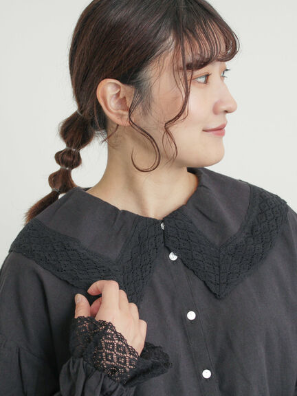 【2WAY】レースBig襟取り外しブラウス（オフホワイト/ブラック/モカ/ブルー）｜Samansa Mos2（サマンサ モスモス）通販
