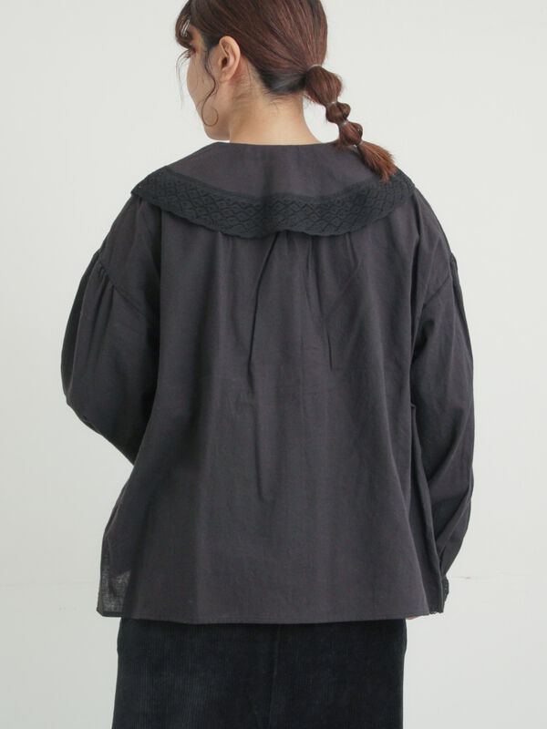 2WAY】レースBig襟取り外しブラウス（オフホワイト/ブラック/モカ