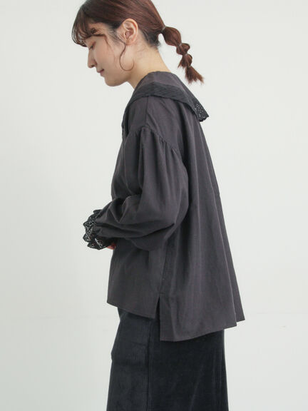 【2WAY】レースBig襟取り外しブラウス（オフホワイト/ブラック/モカ/ブルー）｜Samansa Mos2（サマンサ モスモス）通販