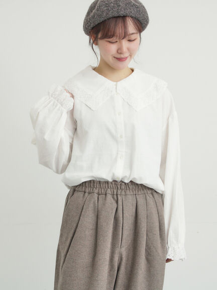 【2WAY】レースBig襟取り外しブラウス（オフホワイト/ブラック/モカ/ブルー）｜Samansa Mos2（サマンサ モスモス）通販