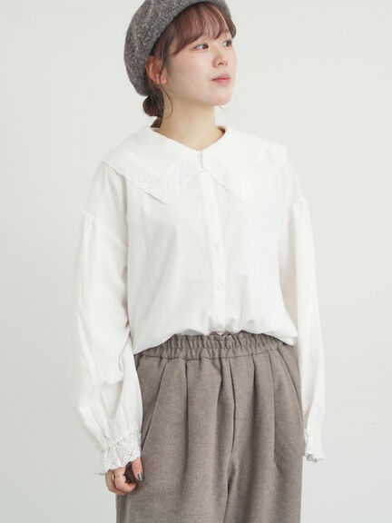 【2WAY】レースBig襟取り外しブラウス（オフホワイト/ブラック/モカ/ブルー）｜Samansa Mos2（サマンサ モスモス）通販