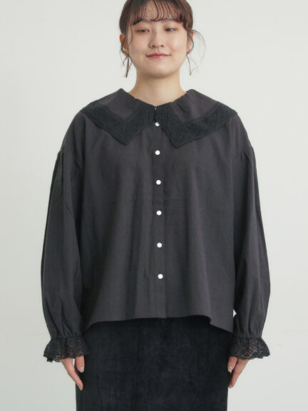 【2WAY】レースBig襟取り外しブラウス（オフホワイト/ブラック/モカ/ブルー）｜Samansa Mos2（サマンサ モスモス）通販