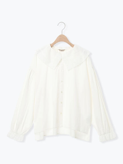 【2WAY】レースBig襟取り外しブラウス（オフホワイト/ブラック/モカ/ブルー）｜Samansa Mos2（サマンサ モスモス）通販