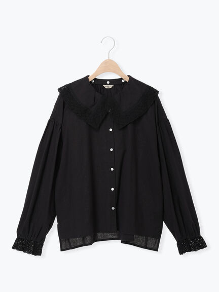 【2WAY】レースBig襟取り外しブラウス（オフホワイト/ブラック/モカ/ブルー）｜Samansa Mos2（サマンサ モスモス）通販