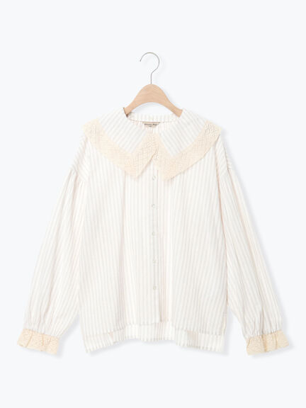 【2WAY】レースBig襟取り外しブラウス（オフホワイト/ブラック/モカ/ブルー）｜Samansa Mos2（サマンサ モスモス）通販