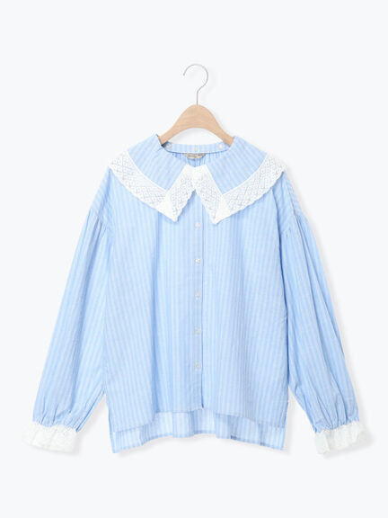 【2WAY】レースBig襟取り外しブラウス（オフホワイト/ブラック/モカ/ブルー）｜Samansa Mos2（サマンサ モスモス）通販