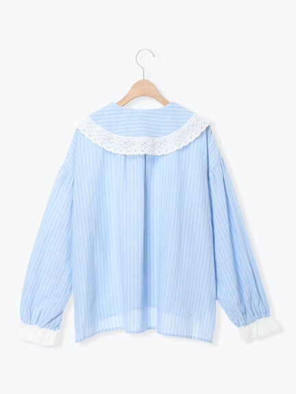 【2WAY】レースBig襟取り外しブラウス（オフホワイト/ブラック/モカ/ブルー）｜Samansa Mos2（サマンサ モスモス）通販