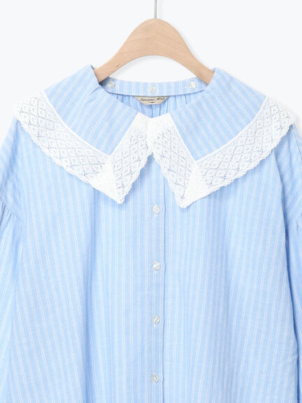 【2WAY】レースBig襟取り外しブラウス（オフホワイト/ブラック/モカ/ブルー）｜Samansa Mos2（サマンサ モスモス）通販