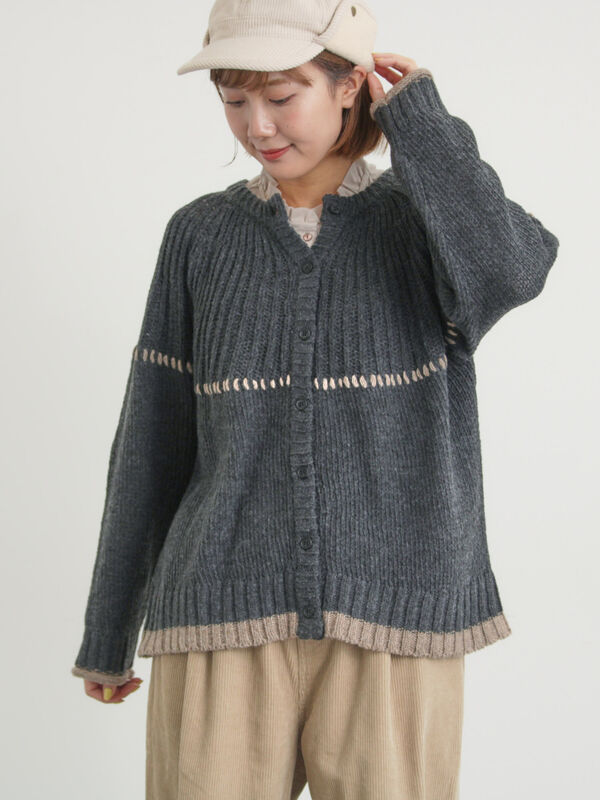 ラウンド切替ステッチ前後2WAYニット（チャコールグレー）｜Samansa Mos2（サマンサ モスモス）通販