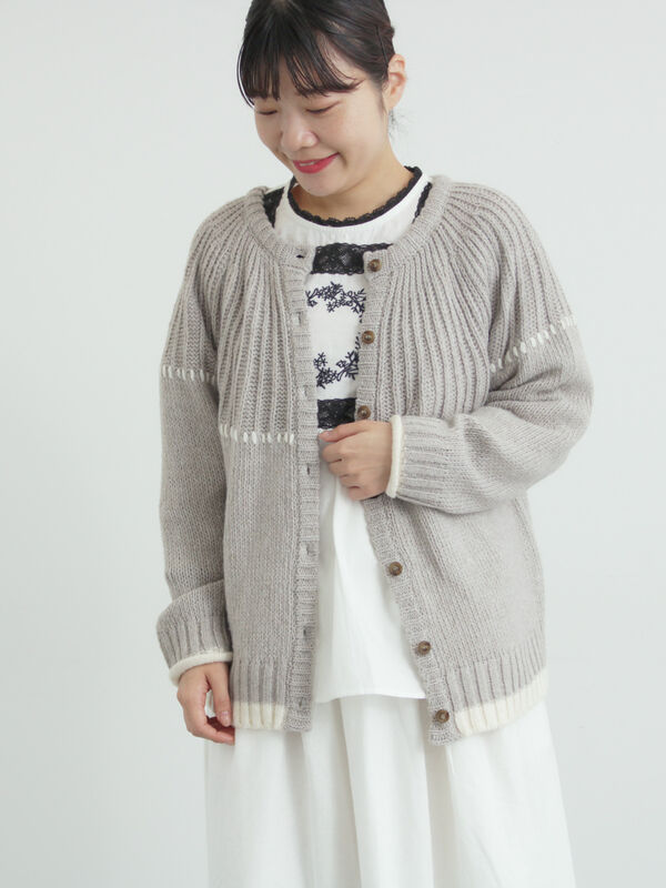 ラウンド切替ステッチ前後2WAYニット（ベージュ）｜Samansa Mos2（サマンサ モスモス）通販