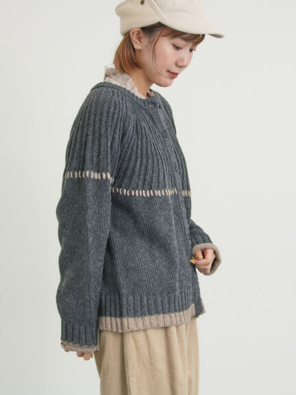 ラウンド切替ステッチ前後2WAYニット（オフホワイト/チャコールグレー/ベージュ）｜Samansa Mos2（サマンサ モスモス）通販
