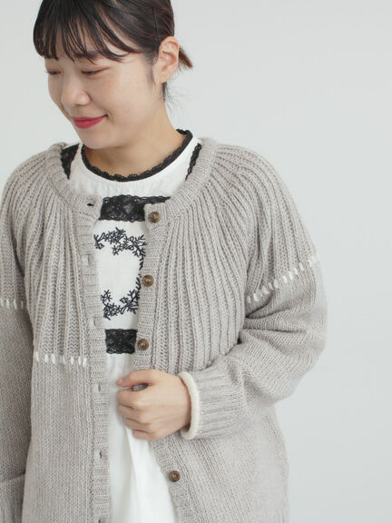 ラウンド切替ステッチ前後2WAYニット（オフホワイト/チャコールグレー/ベージュ）｜Samansa Mos2（サマンサ モスモス）通販