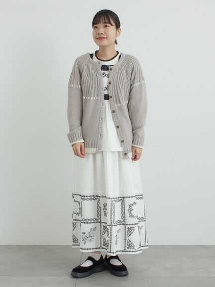 ラウンド切替ステッチ前後2WAYニット（オフホワイト/チャコールグレー/ベージュ）｜Samansa Mos2（サマンサ モスモス）通販