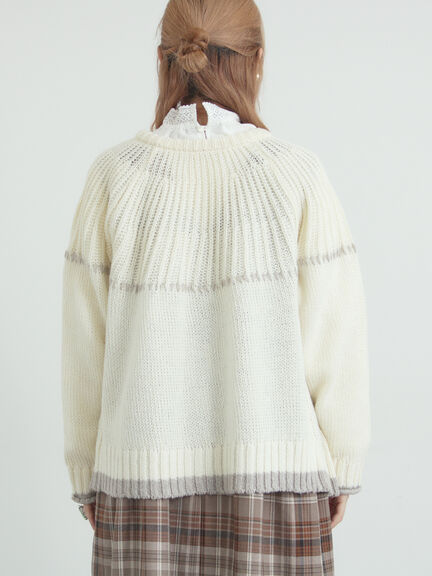 ラウンド切替ステッチ前後2WAYニット（オフホワイト/チャコールグレー/ベージュ）｜Samansa Mos2（サマンサ モスモス）通販