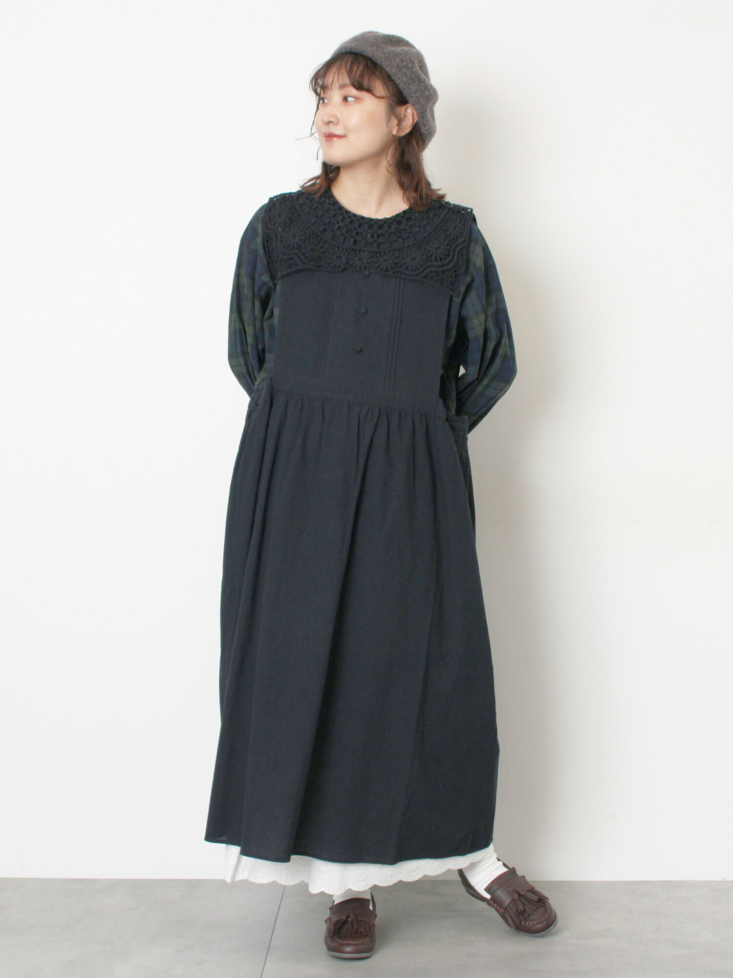 WEB限定】バックスリットジャンスカ（グレー/ブラック/ワンピース