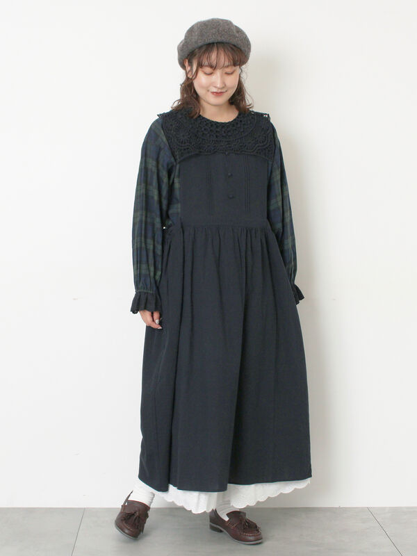 WEB限定】バックスリットジャンスカ（グレー/ブラック/ワンピース