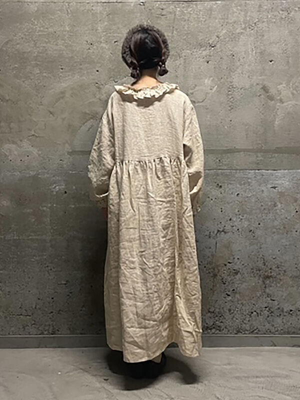 立川店/EC限定】リネンブロッサムワンピース（チャコールグレー/モカ