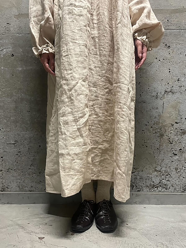 立川店/EC限定】リネンブロッサムワンピース（チャコールグレー/モカ