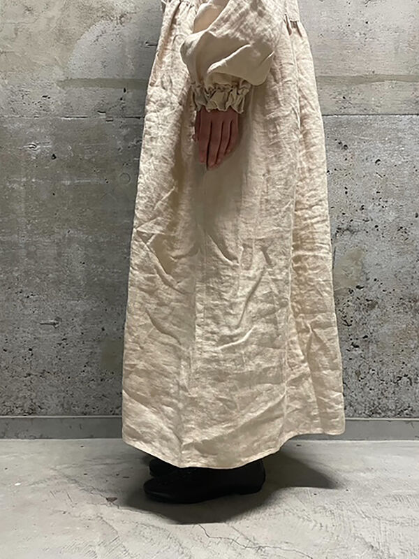 立川店/EC限定】リネンブロッサムワンピース（チャコールグレー/モカ