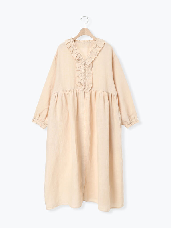 立川店/EC限定】リネンブロッサムワンピース（チャコールグレー/モカ