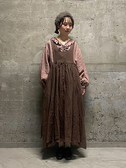 M様 ワンピース S茶 ティアードサテンワンピース | ロングワンピース | NOELA OFFICIAL WEB