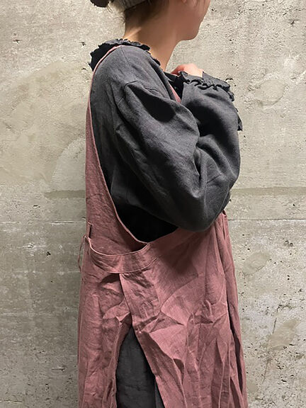 【立川店/EC限定】リネンエプロンワンピース（オフホワイト/チャコールグレー/ダークブラウン/プラム）｜Samansa Mos2（サマンサ モスモス）通販