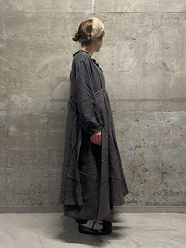 ルミネ立川店限定商品　復刻リネンエプロンワンピース　ダークブラウン 立川店/EC限定】リネンエプロンワンピース（オフホワイト