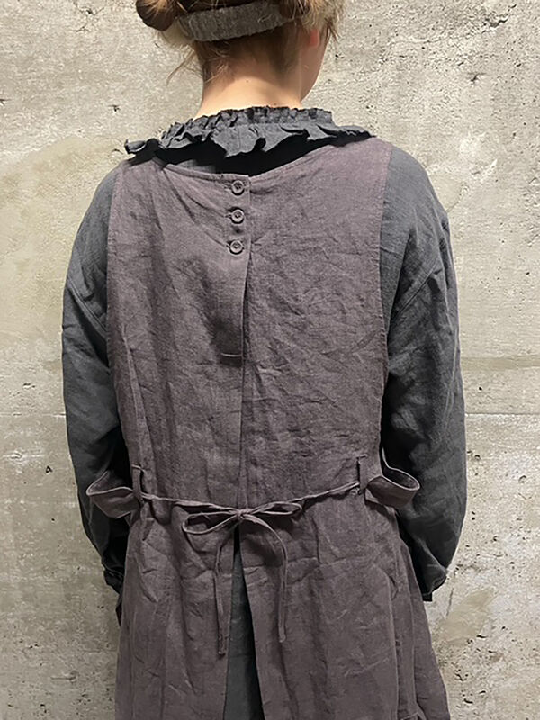 立川店/EC限定】リネンエプロンワンピース（オフホワイト