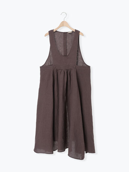 【立川店/EC限定】リネンエプロンワンピース（オフホワイト/チャコールグレー/ダークブラウン/プラム）｜Samansa Mos2（サマンサ モスモス）通販