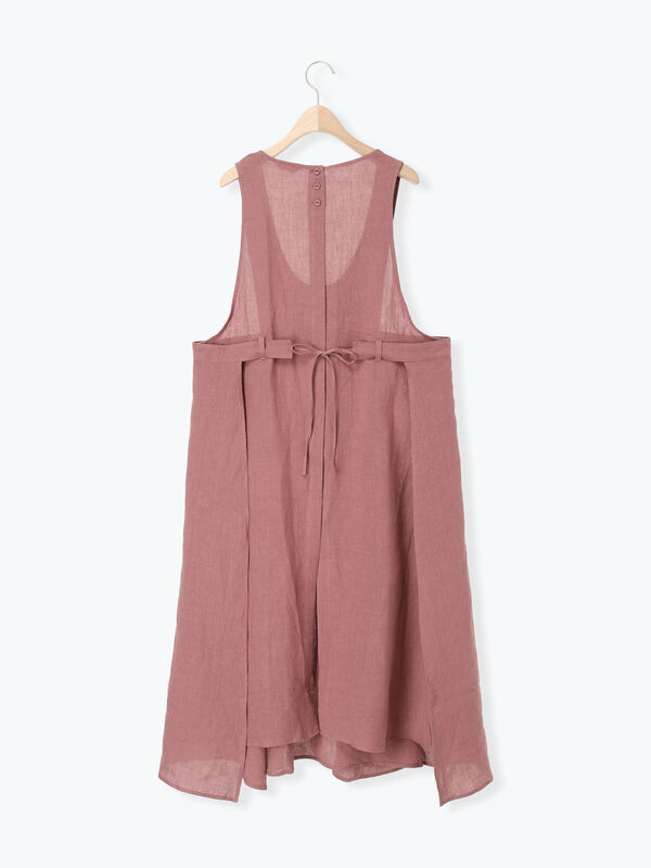 立川店/EC限定】リネンエプロンワンピース（オフホワイト