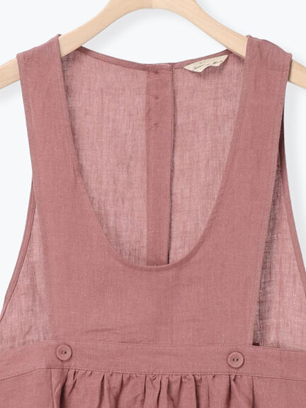 【立川店/EC限定】リネンエプロンワンピース（オフホワイト/チャコールグレー/ダークブラウン/プラム）｜Samansa Mos2（サマンサ モスモス）通販