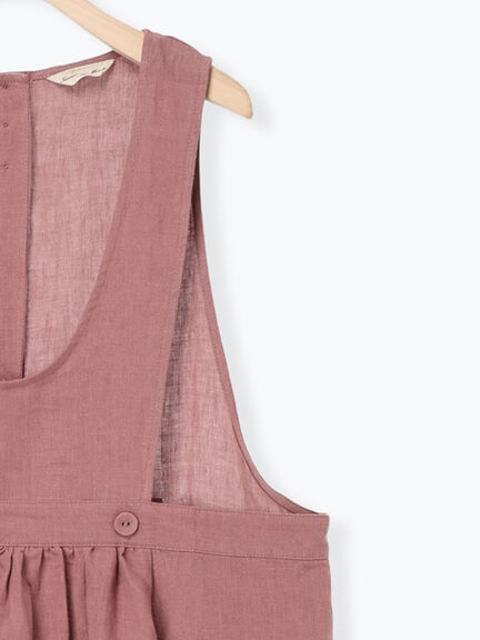 【立川店/EC限定】リネンエプロンワンピース（オフホワイト/チャコールグレー/ダークブラウン/プラム）｜Samansa Mos2（サマンサ モスモス）通販