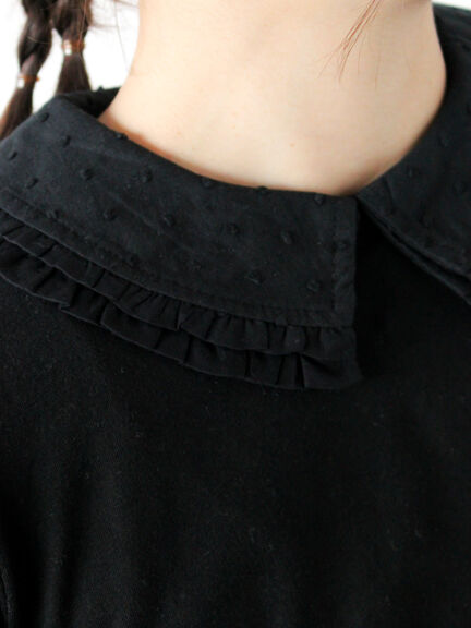 ドビーフリル襟カットソー（オフホワイト/ブラック/ベージュ）｜Samansa Mos2（サマンサ モスモス）通販